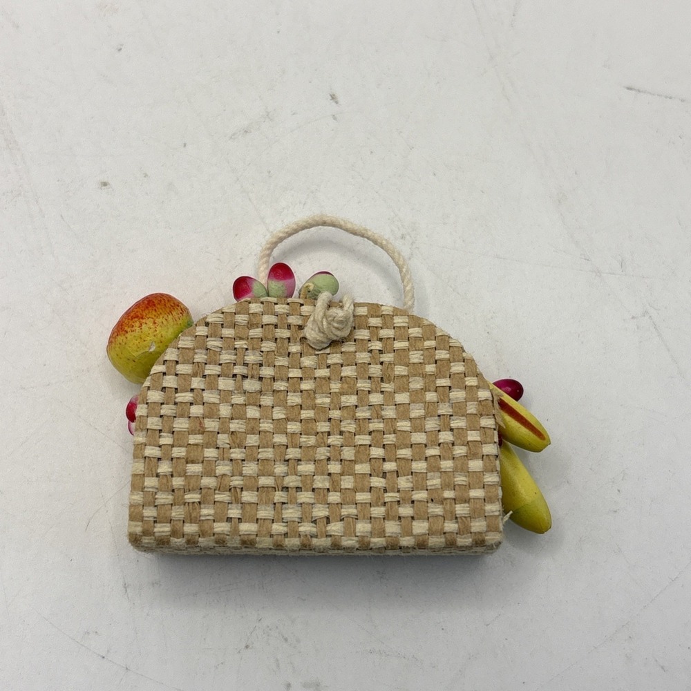 Vintage 60s Barbie SUBURBAN SHOPPER / BUSY MORNING Woven Fruit Purse #969